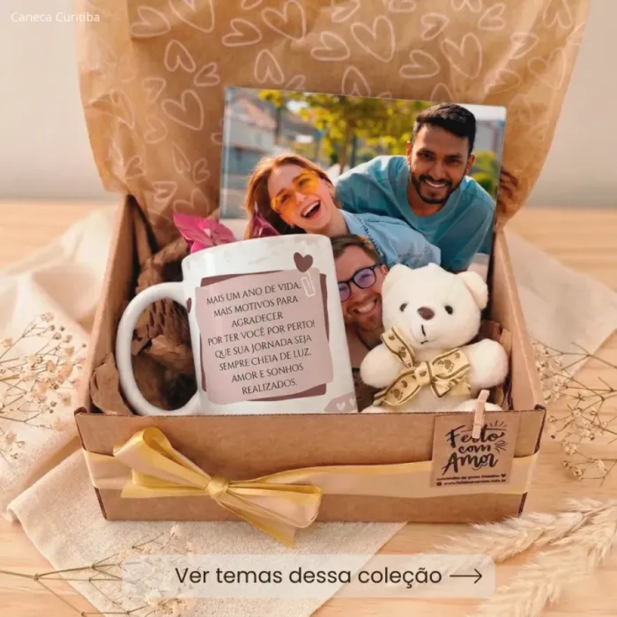 Caixa Presente Aniversário com Caneca e Azulejo Personalizado