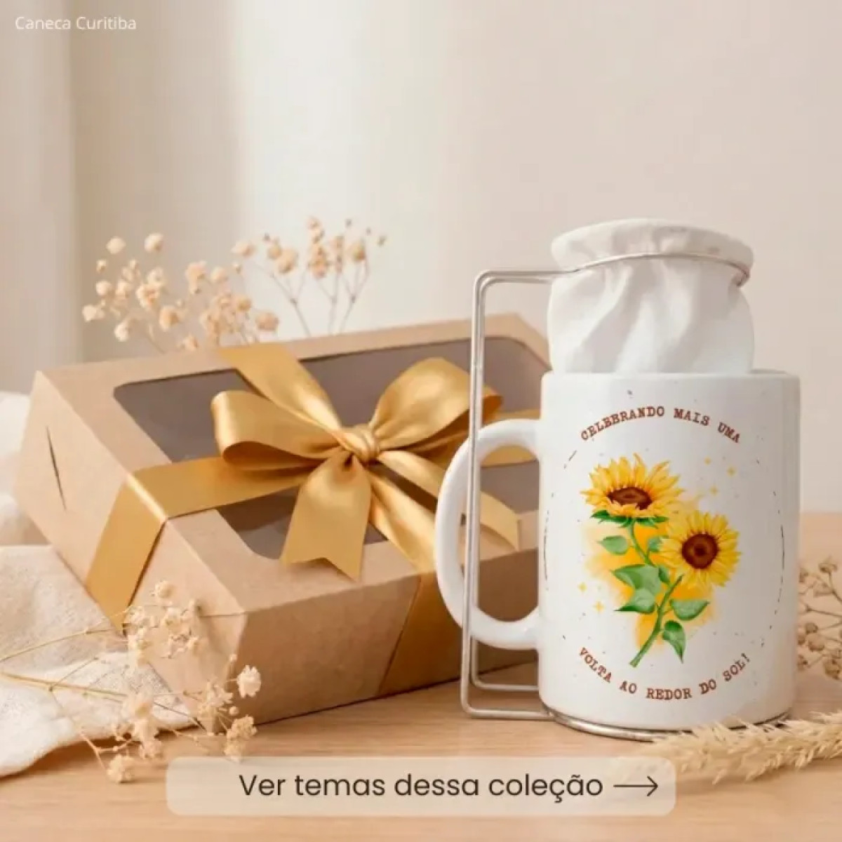 Kit Aniversário Café Personalizado com Mini Coador e Caneca