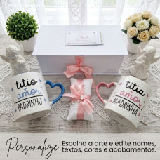Caixa Convite Padrinhos de Batismo com Alça Coração (Azul e Rosa) Caixa Convite Padrinhos de Batismo com Alça Coração (Azul e Rosa)