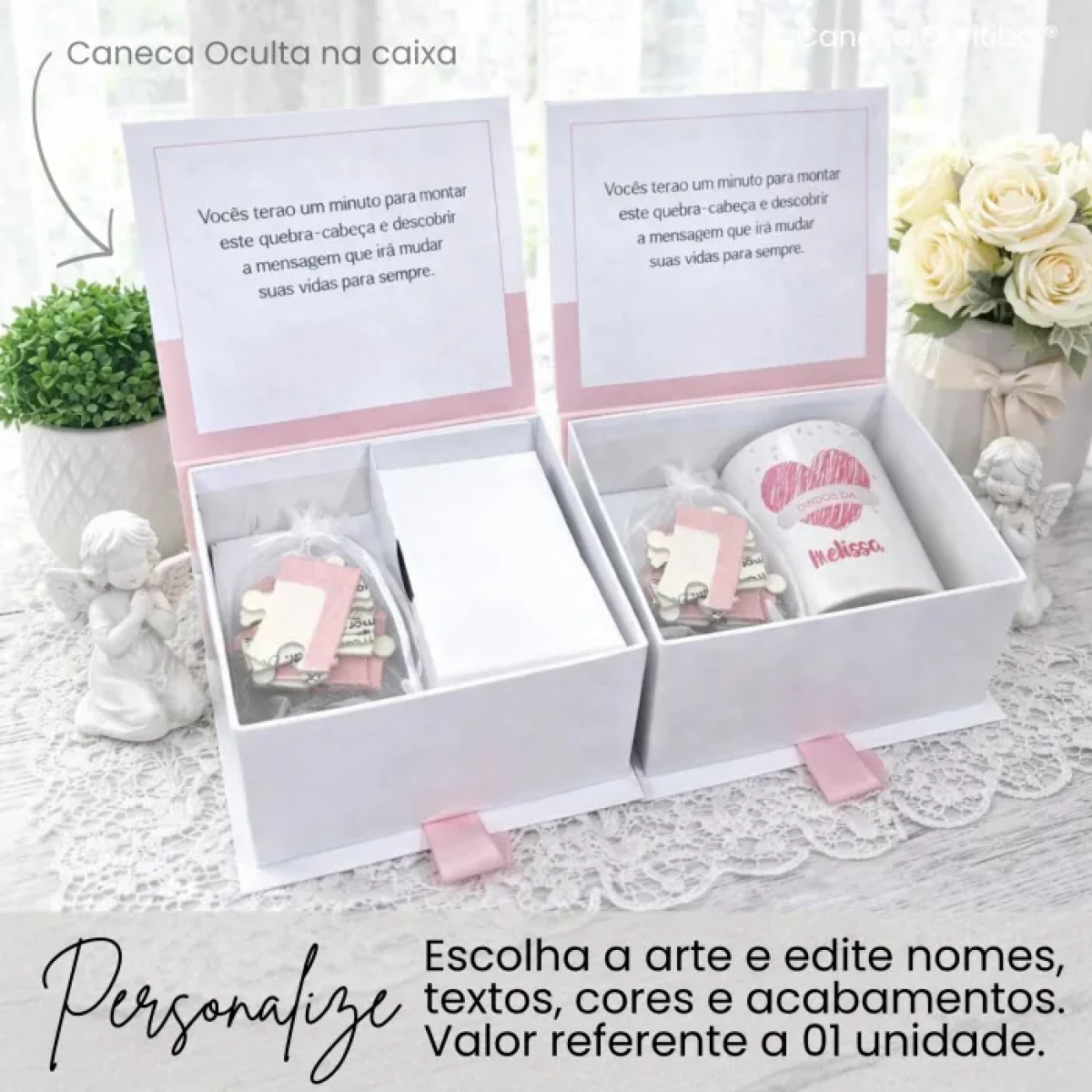 Convite para padrinhos de batismo com quebra-cabeça (01 un)