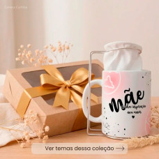 Kit Mãe Café Personalizado com Mini Coador e Caneca Kit Mãe Café Personalizado com Mini Coador e Caneca