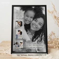 Quadro Mãe Personalizado com Foto e Moldura Preta A4 Quadro Mãe Personalizado com Foto e Moldura Preta A4