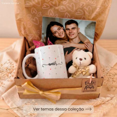 Kit Namoro Caixa Presente com Caneca e Azulejo Personalizado