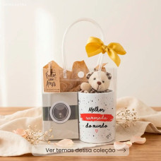 Kit Namoro Caneca Personalizada e Ímãs com Foto em Sacola PVC 