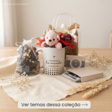 Kit Presente Dia dos Namorados Caneca, Quebra-Cabeça Personalizado Ímãs e Ursinho