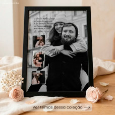 Quadro Casal Personalizado com Foto e Moldura Preta A4