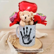 Kit Presente Pai Caneca Personalizada com Balão e Ursinho