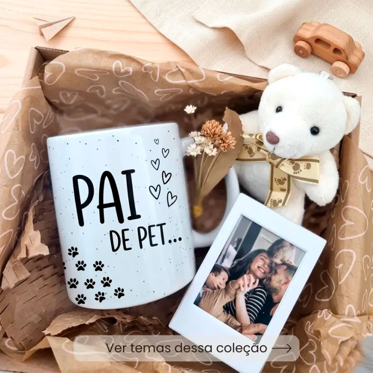 Kit Pai Presente Caneca, Mini Porta-Retrato Polaroid e Ursinho