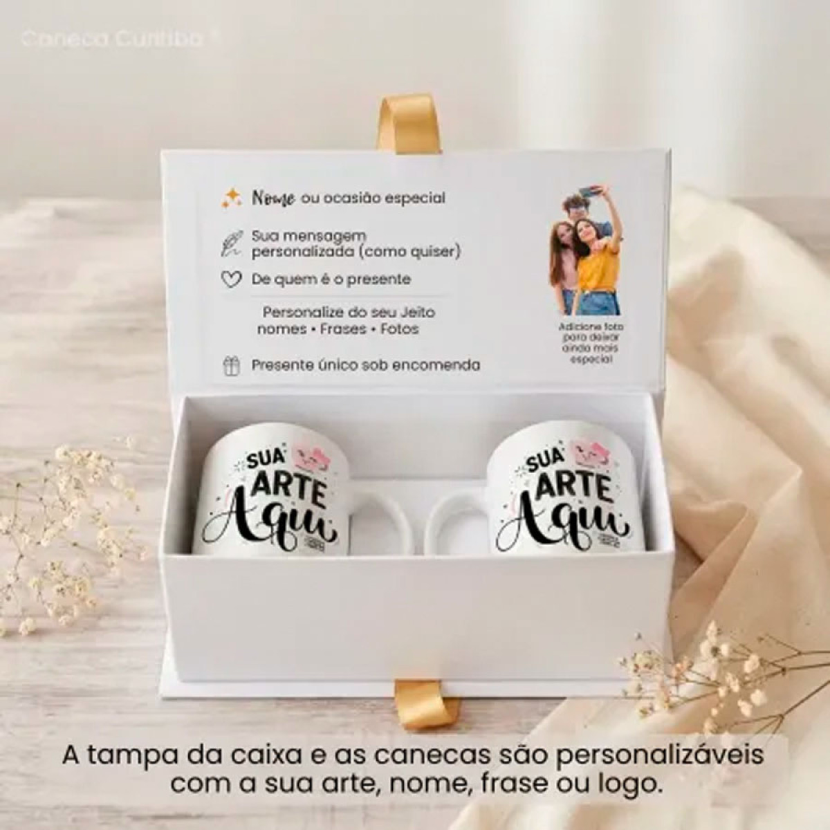 Caixa Cartonagem Luxo com 2 Canecas Personalizadas