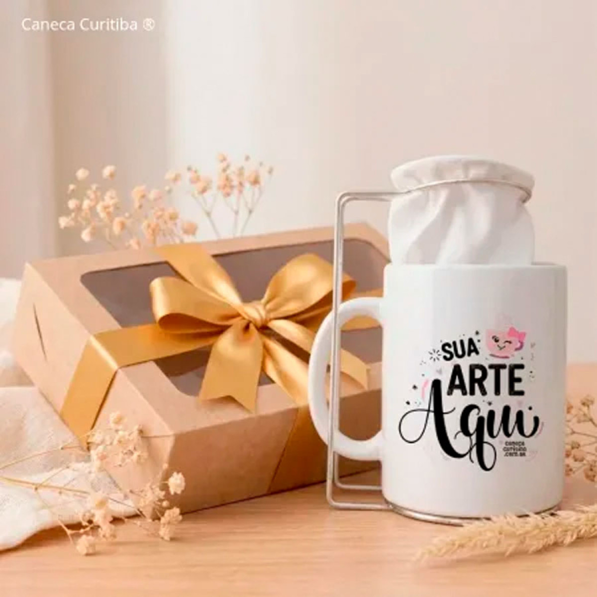 Kit Café Personalizado com Mini Coador e Caneca