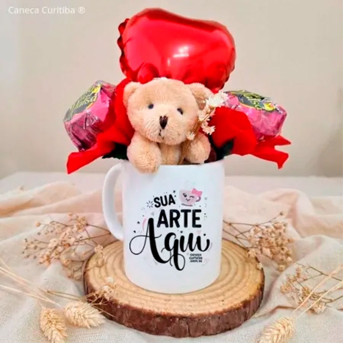Caneca Presente Personalizada com Ursinho e Balão
